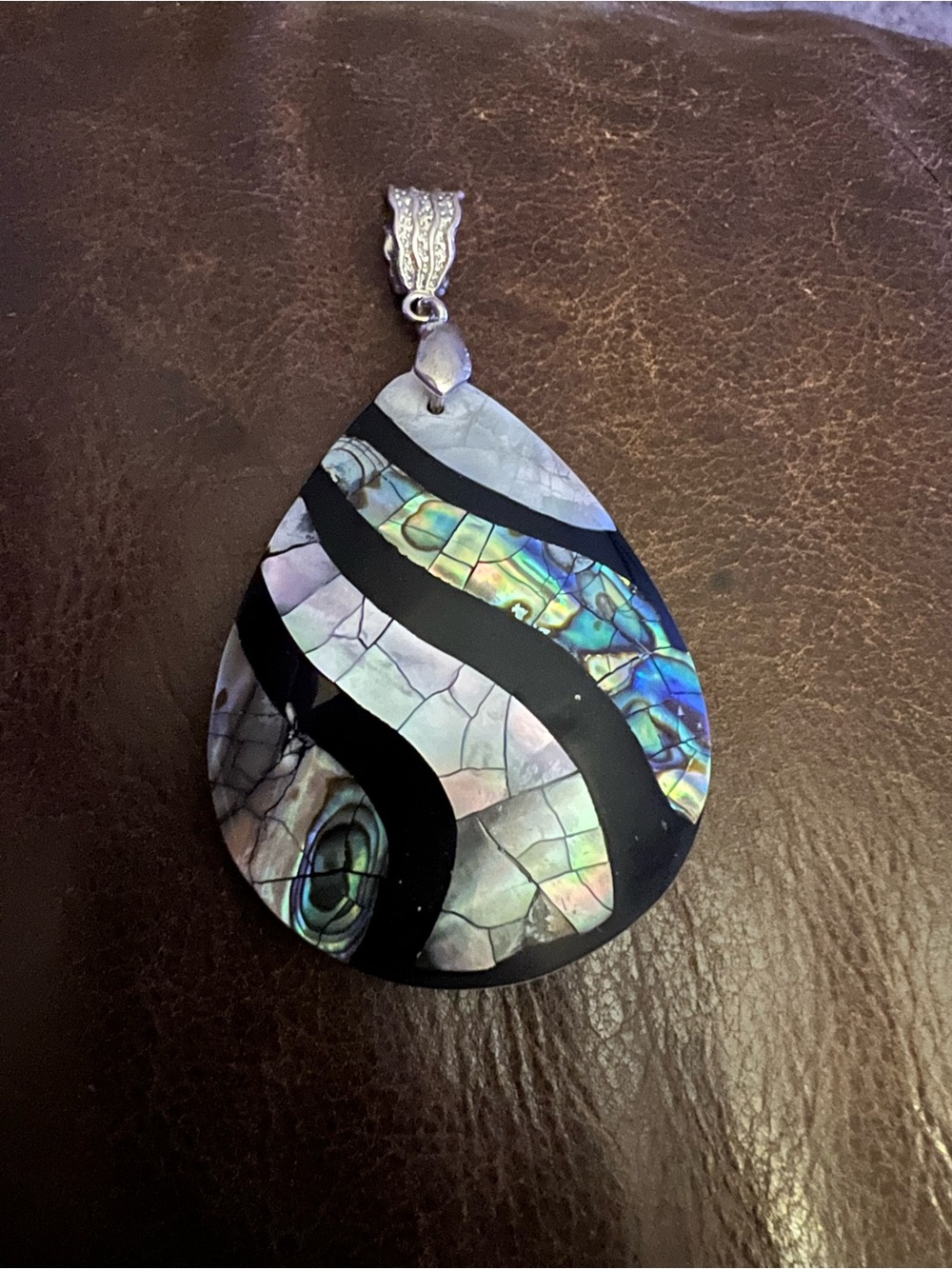 Abalone Shell & Mother of Pearl Pendant, no chain, good condition
